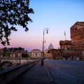 early morning light hits St. Peter's bascilica in Rome, Italy
