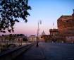 early morning light hits St. Peter's bascilica in Rome, Italy