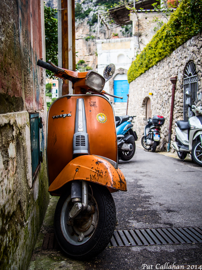 old vespa on the streets of Montepertuso Italy