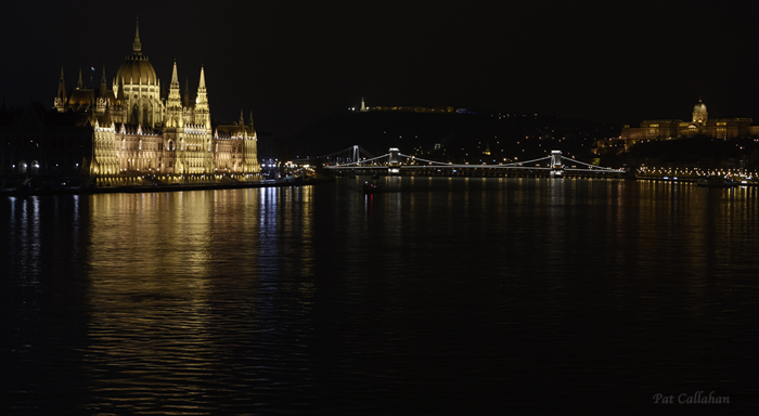 Budapest Hungary Parliament at night from the Margaret Bridgel