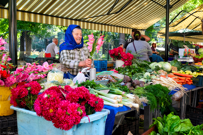 flowers at hunyadi market budapest hungary