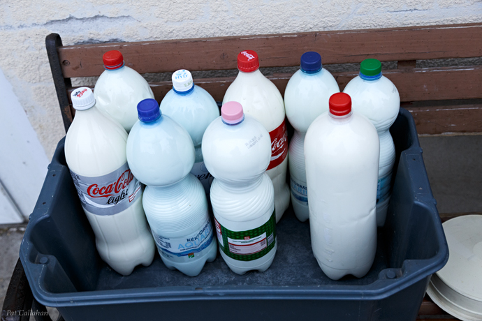 Soda bottles reused as milk bottles in Komarom Hungary