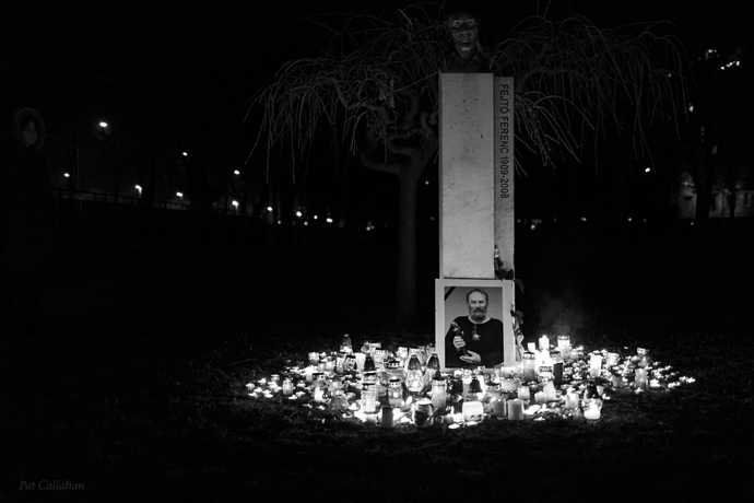 Candles light in Szent Istvan Park Budapest