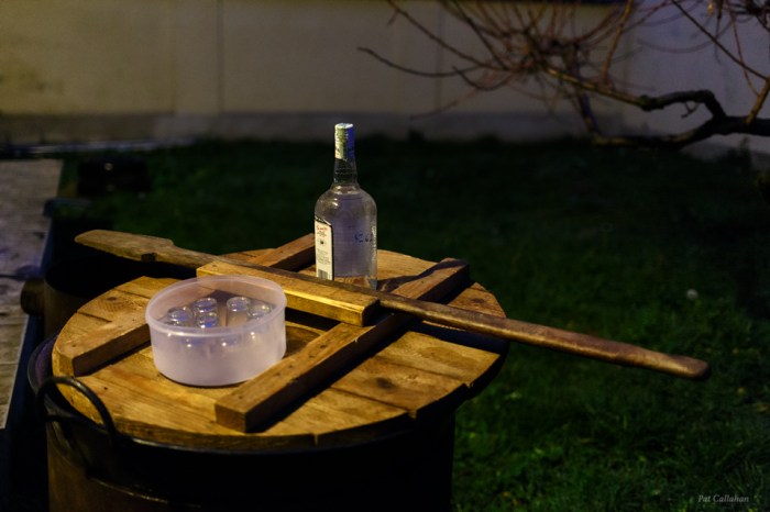 Morning Palinka at a Hungarian Pig Killing